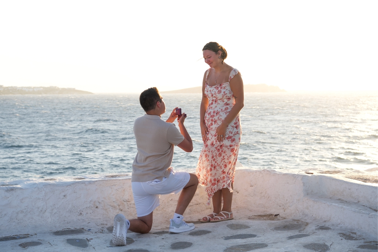 hire a proposal photograhper in Mykonos